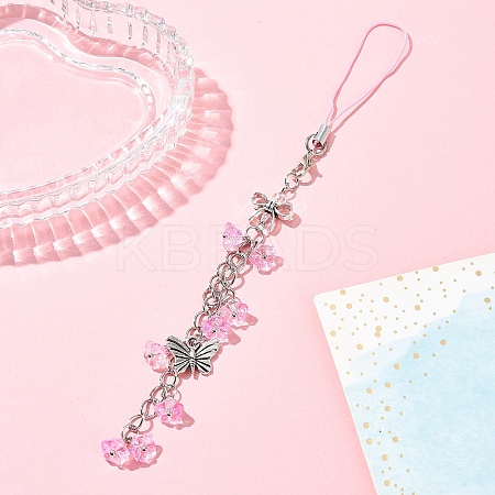 Flower Acrylic & Glass Mobile Straps HJEW-YW00038-06-1