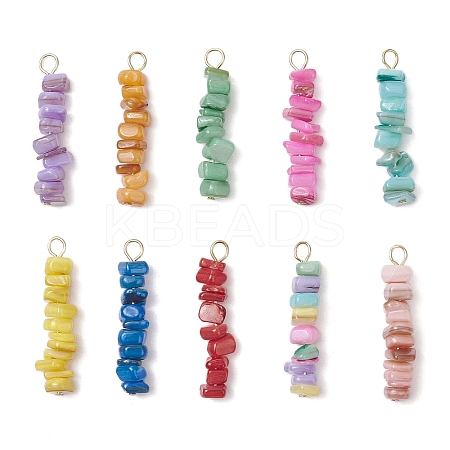 10Pcs 10 Colors Dyed Natural Freshwater Shell Nuggets Beaded Pendants PALLOY-JF04517-01-1