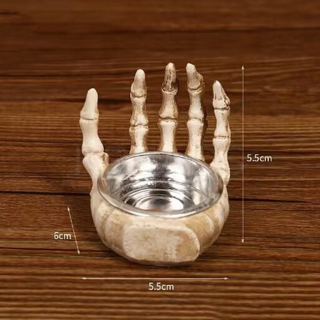 Halloween Skull Bone Resin Candlestick PW-WG61B8F-01-1