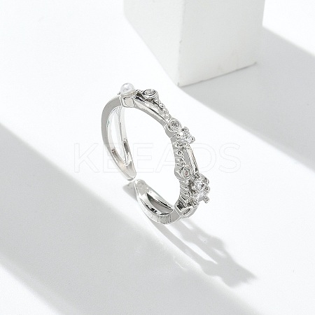 Clear Cubic Zirconia Cuff Rings RJEW-G337-18P-1