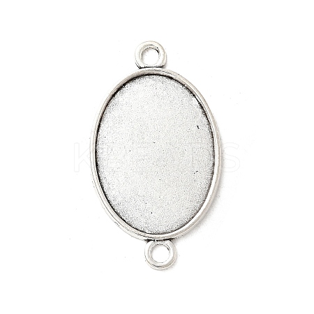 Antique Silver Tibetan Style Alloy Flat Oval Cabochon Connector Settings X-TIBE-M022-05AS-1