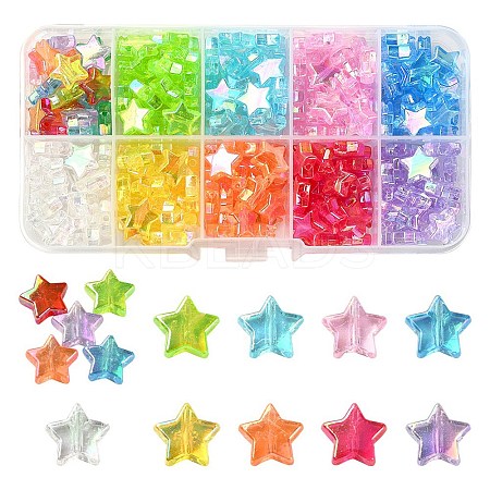 260~300pcs 10 Colors Eco-Friendly Transparent Acrylic Beads TACR-YW0001-66-1