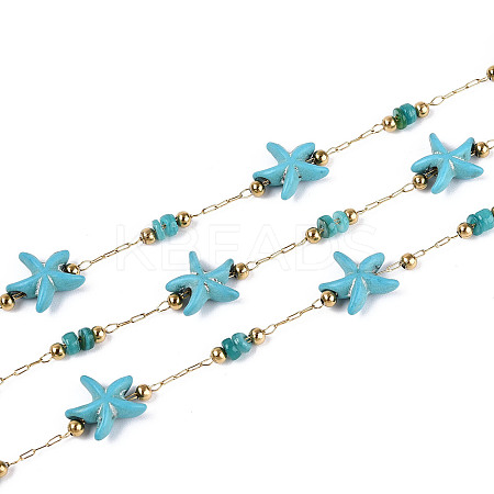 Handmade 316 Stainless Steel Starfish Link Chains CHS-N006-03D-G-1