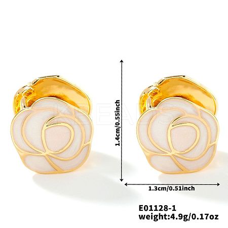 Vintage Brass Enamel Mountain Camellia Hoop Earrings LS-AP2045-1-1