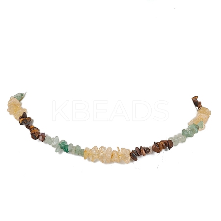 Natural Citrine & Tiger Eye & Green Aventurine Chip Beaded Necklaces NJEW-JN05099-01-1