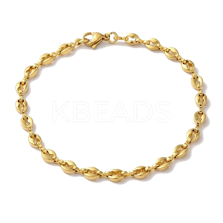 Ion Plating(IP) 304 Stainless Steel Coffee Bean Chain Bracelets for Women or Men X-BJEW-A019-01G-1