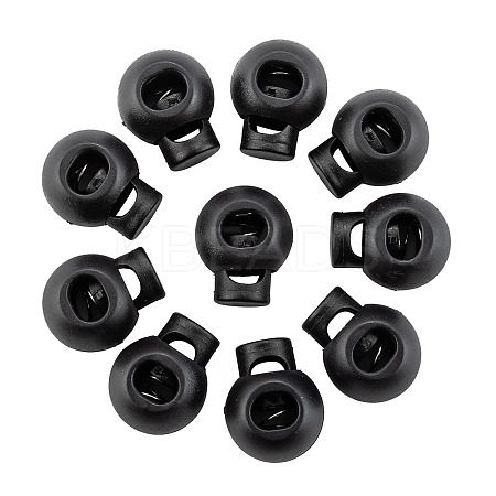 1-Hole Dyed Iron Spring Loaded Eco-Friendly Plastic Round Buckle Cord Toggle Lock Beans Stoppers for Sportwear Luggage Backpack Straps LS-X-FIND-E004-60B-18mm-1