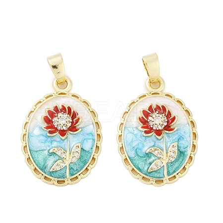 Brass Micro Pave Clear Cubic Zirconia Pendants KK-L235-05C-G-1