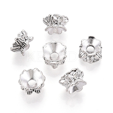 Buddhist Jewelry Findings Tibetan Style Alloy Lotus Double Sided Bead Caps PALLOY-O042-03-01-1