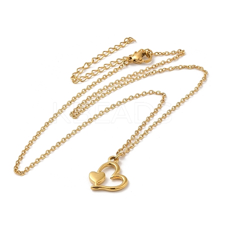 304 Stainless Steel Heart Pendant Necklaces for Women LS-NJEW-H016-02G-1