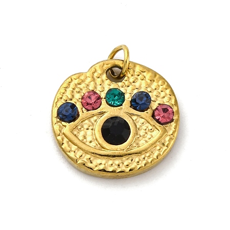 304 Stainless Steel Colorful Rhinestone Pendants STAS-E550-07G-1