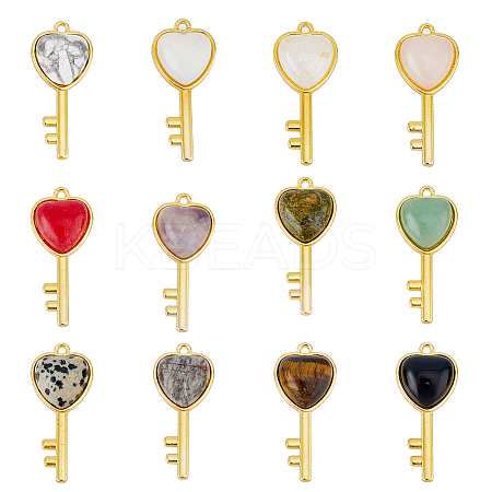 12Pcs 12 Style Natural & Synthetic Gemstone Pendants G-HY0001-09-1