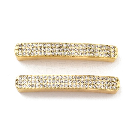 Rack Plating Brass Micro Pave Clear Cubic Zirconia Beads KK-C063-21G-1