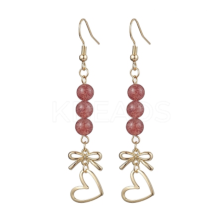 Natural Strawberry Quartz Dangle Earring EJEW-JE05911-1