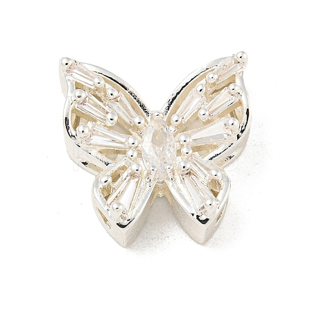 Brass Micro Pave Clear Cubic Zirconia Beads KK-Z057-08S-1