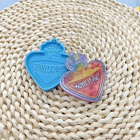 Heart Perfume Bottle with Word BOYS TEARS Pendant Silicone Molds LS-DIY-M034-24-1