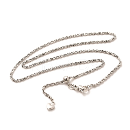 2mm Rack Plating Brass Rope Chain Adjustable Slider Necklaces for Women Men MAK-L044-06P-1