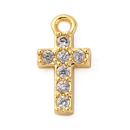Brass Micro Pave Clear Cubic Zirconia Charms KK-V016-22A-G-1