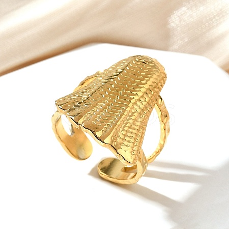 304 Stainless Steel Open Cuff Ring for Women RJEW-A053-06G-09-1