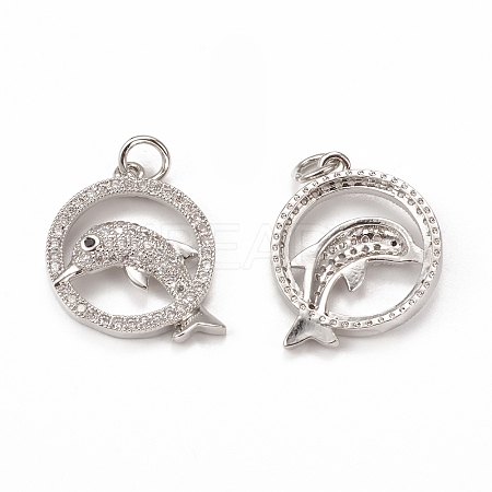 Brass Micro Pave Cubic Zirconia Pendants KK-E068-VB017-1
