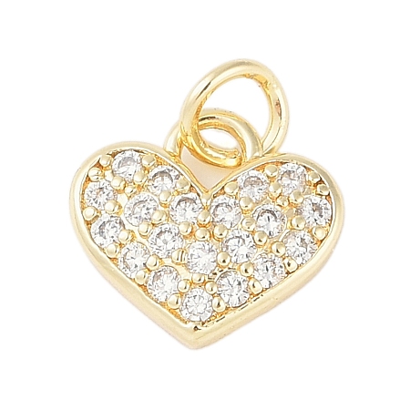 Rack Plating Brass Micro Pave Clear Cubic Zirconia Charms KK-Z060-07G-01-1
