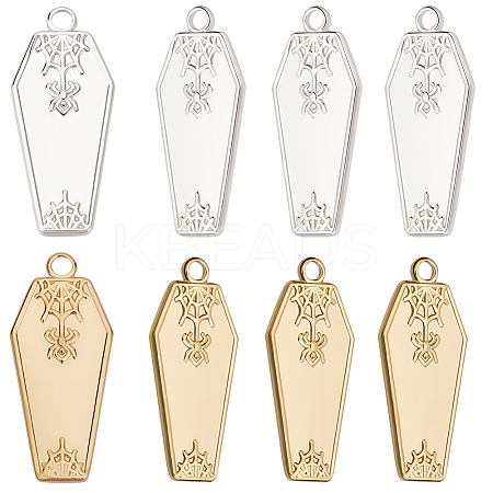 12Pcs 2 Colors Halloween 304 Stainless Steel Pendants STAS-BBC0005-35-1
