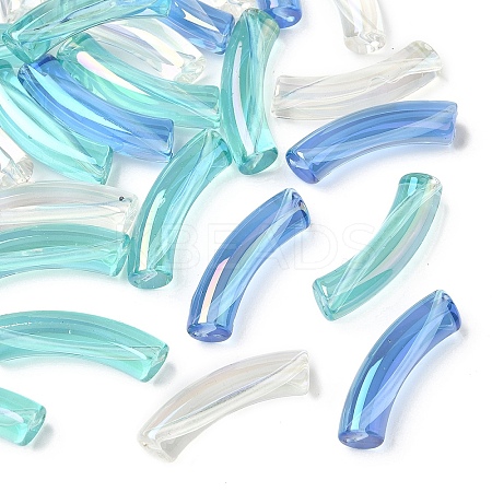 30Pcs 3 Colors UV Plating Transparent Rainbow Iridescent Acrylic Beads OACR-YW0002-56B-1