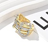 Brass Micro Pave Clear Cubic Zirconia Cuff Finger Rings for Women RJEW-B112-13GP-3