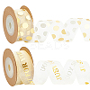 2 Rolls 2 Styles Valentine's Day Hot Stamping Polka Dot & Word Organza Ribbons SRIB-FG0001-17-1