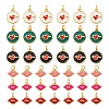 12Pcs 6 Style Golden Plated Brass with Jump Rings Enamel Pendants KK-LS0001-35-2