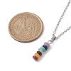 Natural & Synthetic Mixed Gemstone Disc Pendant Necklaces X-NJEW-JN04623-01-3