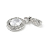 Oval Brass Micro Pave Cubic Zirconia Pendants KK-M326-15P-2
