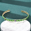 304 Stainless Steel Enamel Cuff Bangles for Women LS-BJEW-H637-02A-G-2