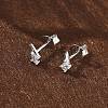 925 Sterling Silver Clear Cubic Zirconia Stud Earrings EJEW-Q032-01F-P-2