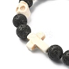 Dyed Natural & Synthetic Mixed Gemstone Skull & Cross Beaded Stretch Bracelets BJEW-TA00272-01-3