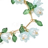 Flower Leaf Shell Pearl & Acrylic Charm Bracelets BJEW-TA00535-02-2