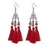 4 Pairs 4 Color Polyester Tassel with Glass Beaded Chandelier Earrings EJEW-TA00183-3