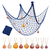 Cotton Fishing Net Decorative with Natural Shell & Jute Cord Pendant HJEW-WH0069-39-1