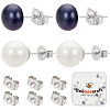 6 Pairs 2 Style Shell Pearl Ball Stud Earrings EJEW-BBC0001-34-1