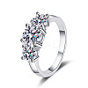 Rhodium Plated 925 Sterling Silver Pave 8.2x4.9mm Moissanite Finger Rings WG3C802-12-5