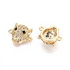 Brass Micro Pave Clear and Black Cubic Zirconia Connector Charms KK-T074-87G-2