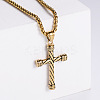 Retro Rock Punk Men's Striped Cross 304 Stainless Steel Pendant Necklaces OM4275-2-1