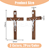 6Pcs 3 Colors Religion Cross Wood Big Pendants WOOD-DC0001-18-2