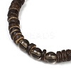 Natural Coconut Rondelle Beads Stretch Bracelets for Men BJEW-JB11635-02-3