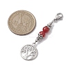 Alloy Tree of Life & Round Natural Gemstone Pendant Decoration HJEW-JM02021-S-3