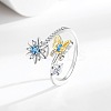 Brass Micro Pave Cubic Zirconia Rotating Cuff Rings for Women LS-RJEW-C132-06P-1