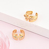 Brass Micro Pave Clear Cubic Zirconia Cuff Earrings KK-T074-29G-1