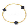 Cross Brass Beaded Stretch Bracelets for Women Gold Thin Chain Fashion Jewelry Accessories US0494-1-1