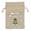 Christmas Printed Burlap Packing Pouches Drawstring Bags ABAG-Q053-02A-03-1