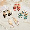 4 Pairs 4 Colors Glass Seed Beaded Tassel Chandelier Earrings EJEW-FI0002-40-5